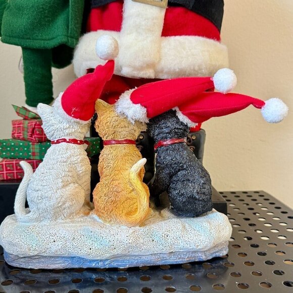 1993 Vintage Santa Lighted Lamp Post Christmas 36" Tall With Cats Music Box - Picture 5 of 17